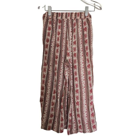 Boho Floral Cropped Ankle Pants Flowy Straight Leg Women's Size Small - Picture 4 of 7